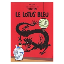 Tintin Forsideplakat "Den Blå Lotus"